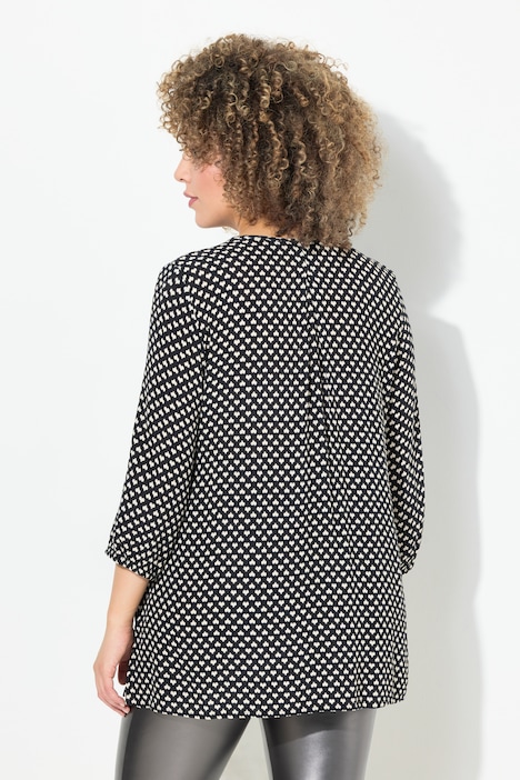Smokbluse, Herzen, A-Linie, Rundhals, 3/4-Arm