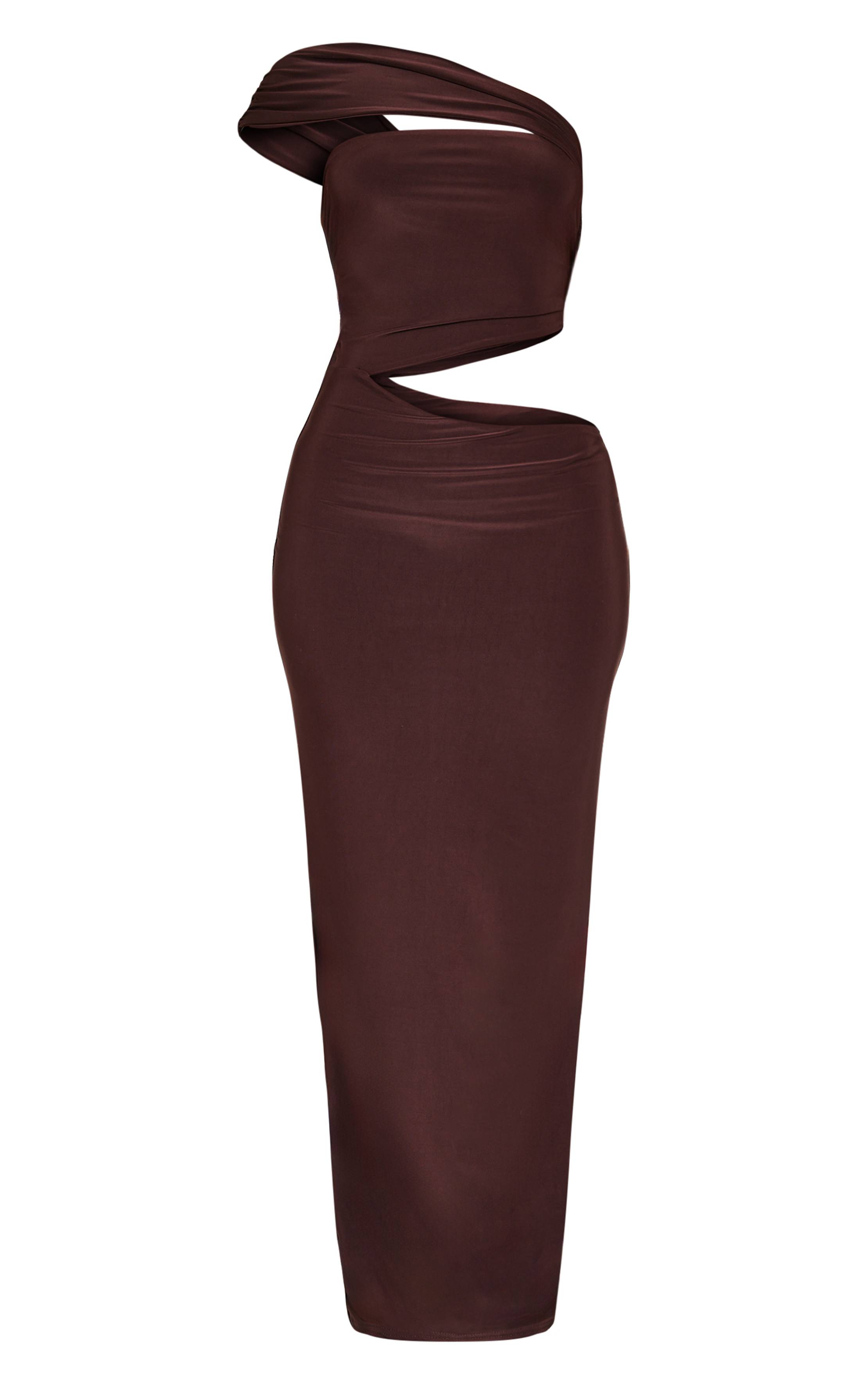 Chocolat Robe Maxi Moulante À Découpe Petite