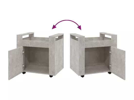 Chariot de bureau Gris béton 60x45x60 cm Bois d'ingénierie