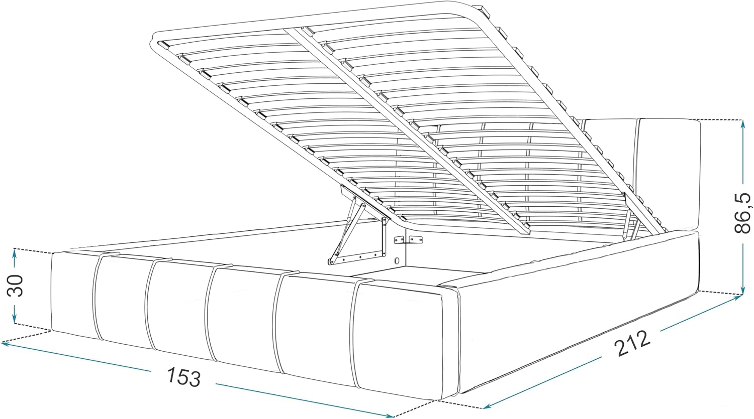 FDM Polsterbett mit Bettkasten & Lattenrost – Stauraumbett aus Velours, Made IN EU, hydraulisch klappbar, Kopfteil gepolstert – 90x200,120x200, 140x200, 160x200, 180x200 cm (Creme, 140x200)
