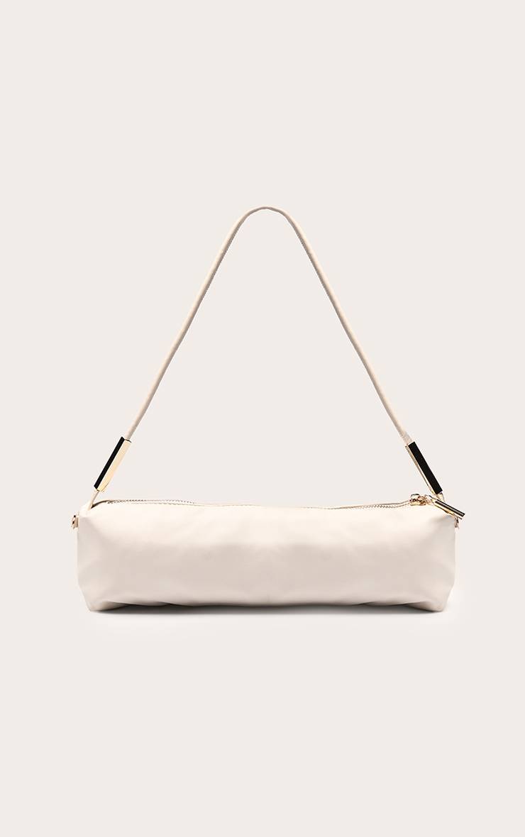 Crème Sac À Bandoulière En Synthétiquecuir Souple Avec Détails Dorés