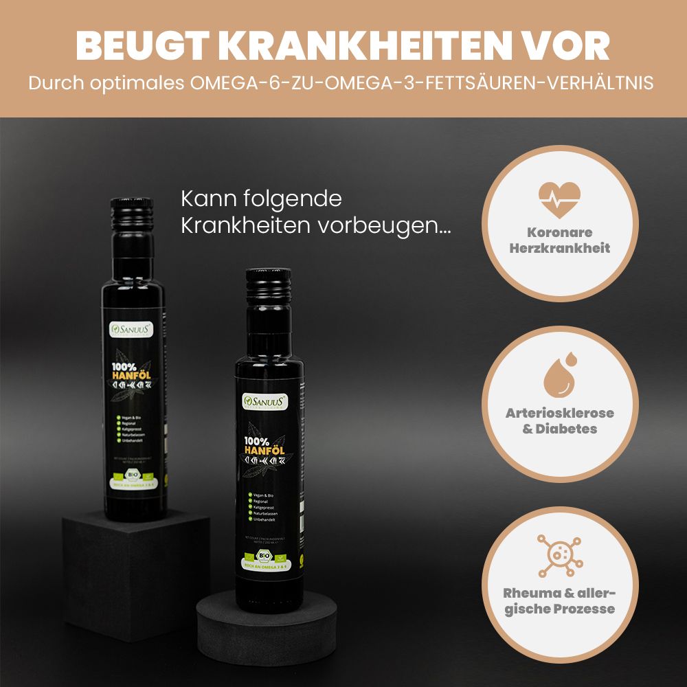 SANUUS® Premium Bio Hanföl 100% kaltgepresst 4x500ml