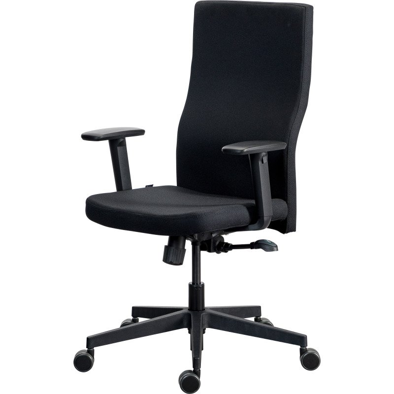 Chaise de bureau ergonomique TEAM PLUS, tissu, avec accoudoirs 1D, mécanisme synchrone, pieds noirs