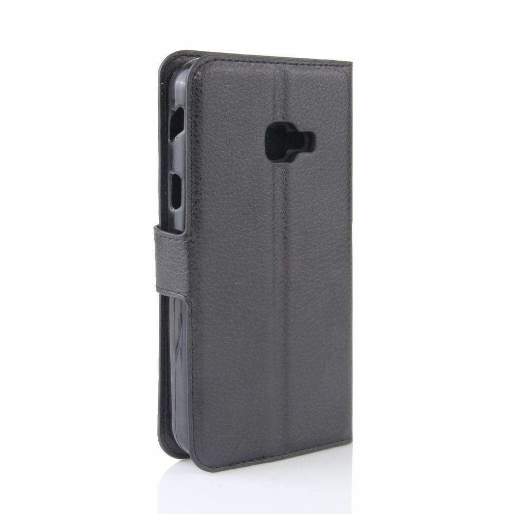 Samsung Galaxy Xcover 4S / Xcover 4 Leder Tasche Flip Cover Litchi Look - Schwarz