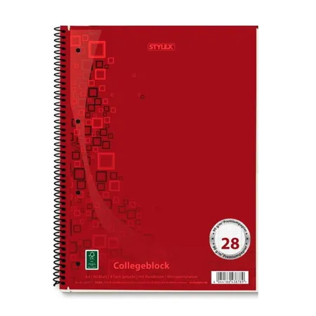 Stylex Collegeblock / Din A4 / Spirablock / kariert / extra Starkes 90g/m² Papier