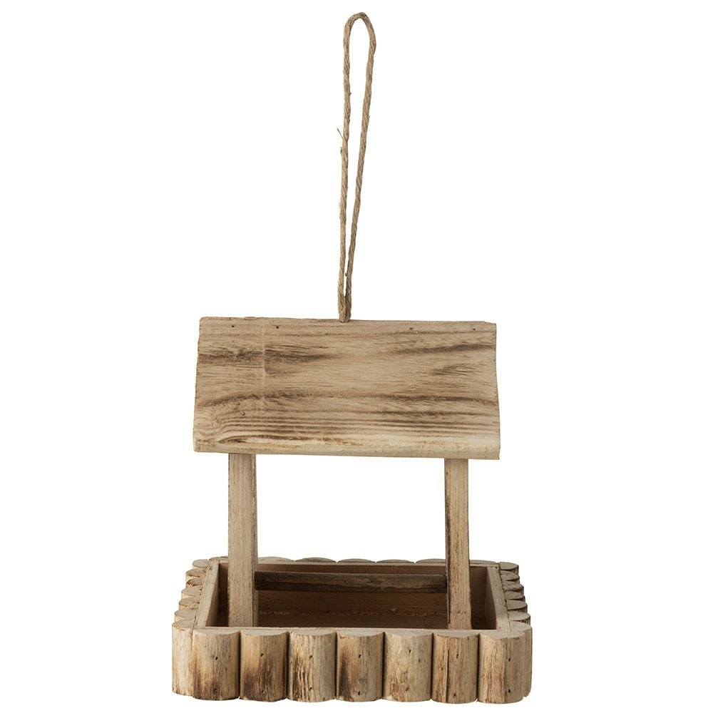Cabane à oiseau suspendue avec rebord en bois coloris beige
