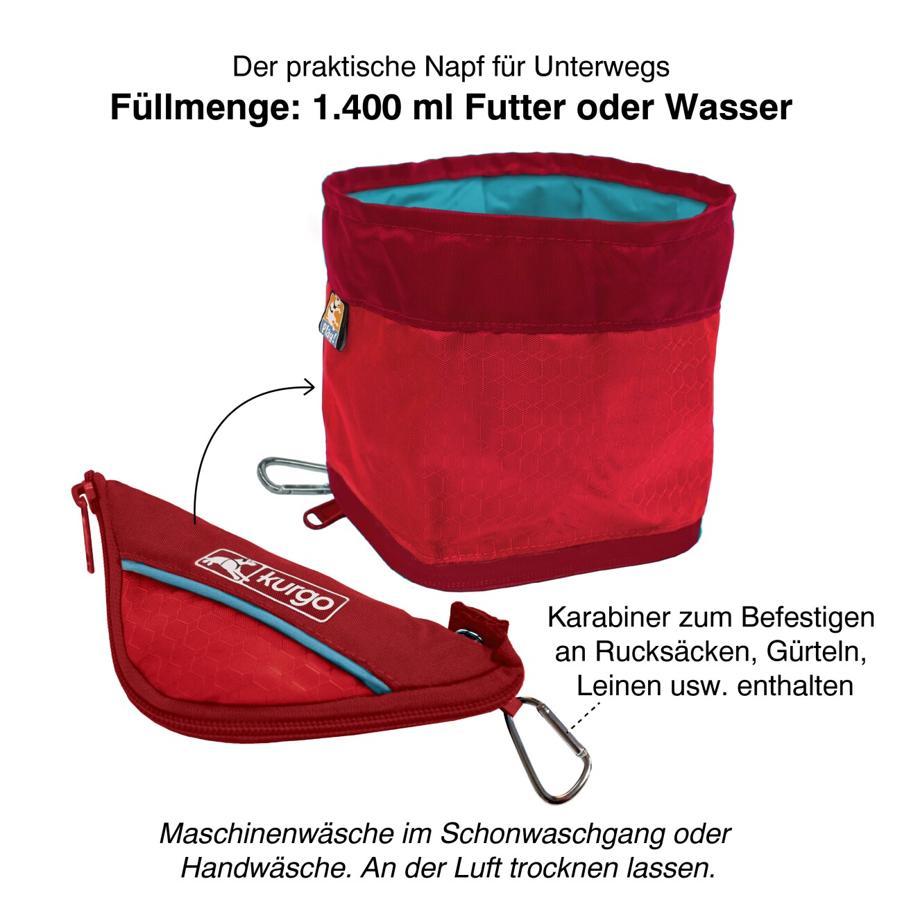 Kurgo Zusammenklappbarer Futter- und Wassernapf für Hunde