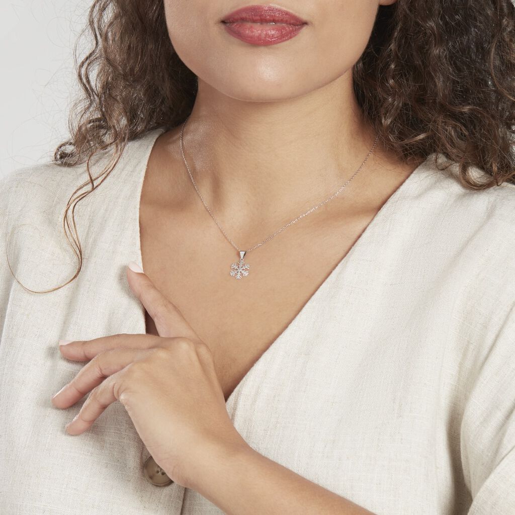 Pendentif Herbertine Flocon Or Blanc
