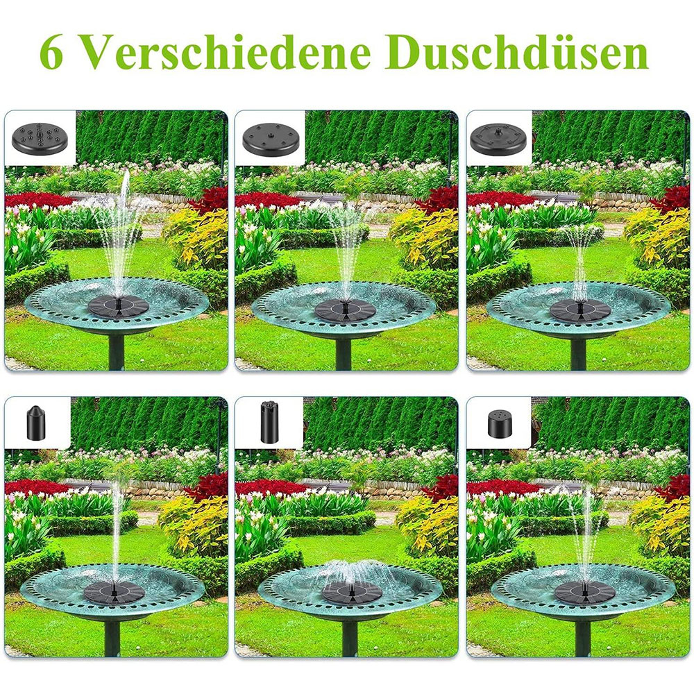 (Ø16cm) Schwimmender Solar Springbrunnen Vogel Bad Gartenteich Fontäne