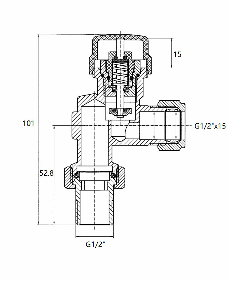 Mueller thermostatische radiatorventiel 1/2x15mm mat zwart