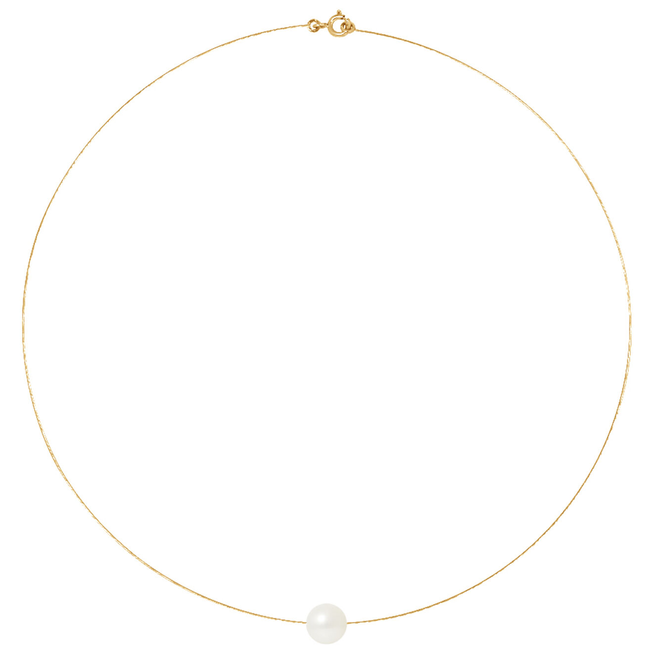 Mitzuko Collier Or Jaune Perle d'Eau Douce ronde blanc naturel