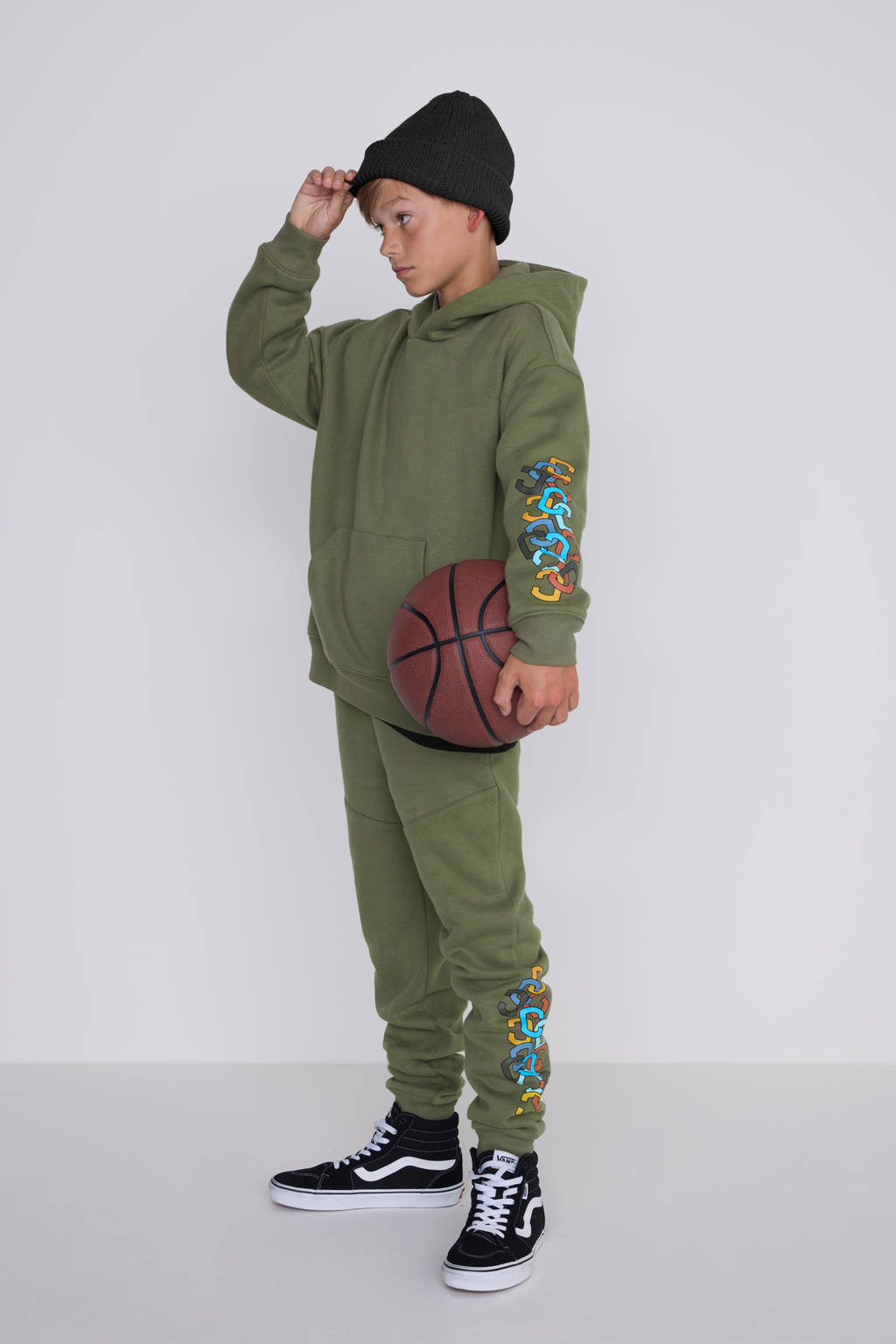 Coolcat joggingbroek Coby met printopdruk khaki
