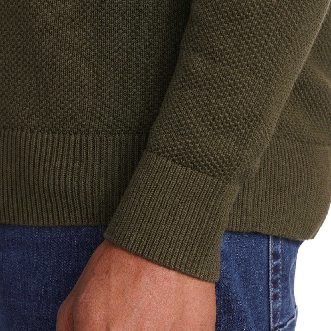 VanVaan Herren Strickpullover mit Struktur dunkeloliv