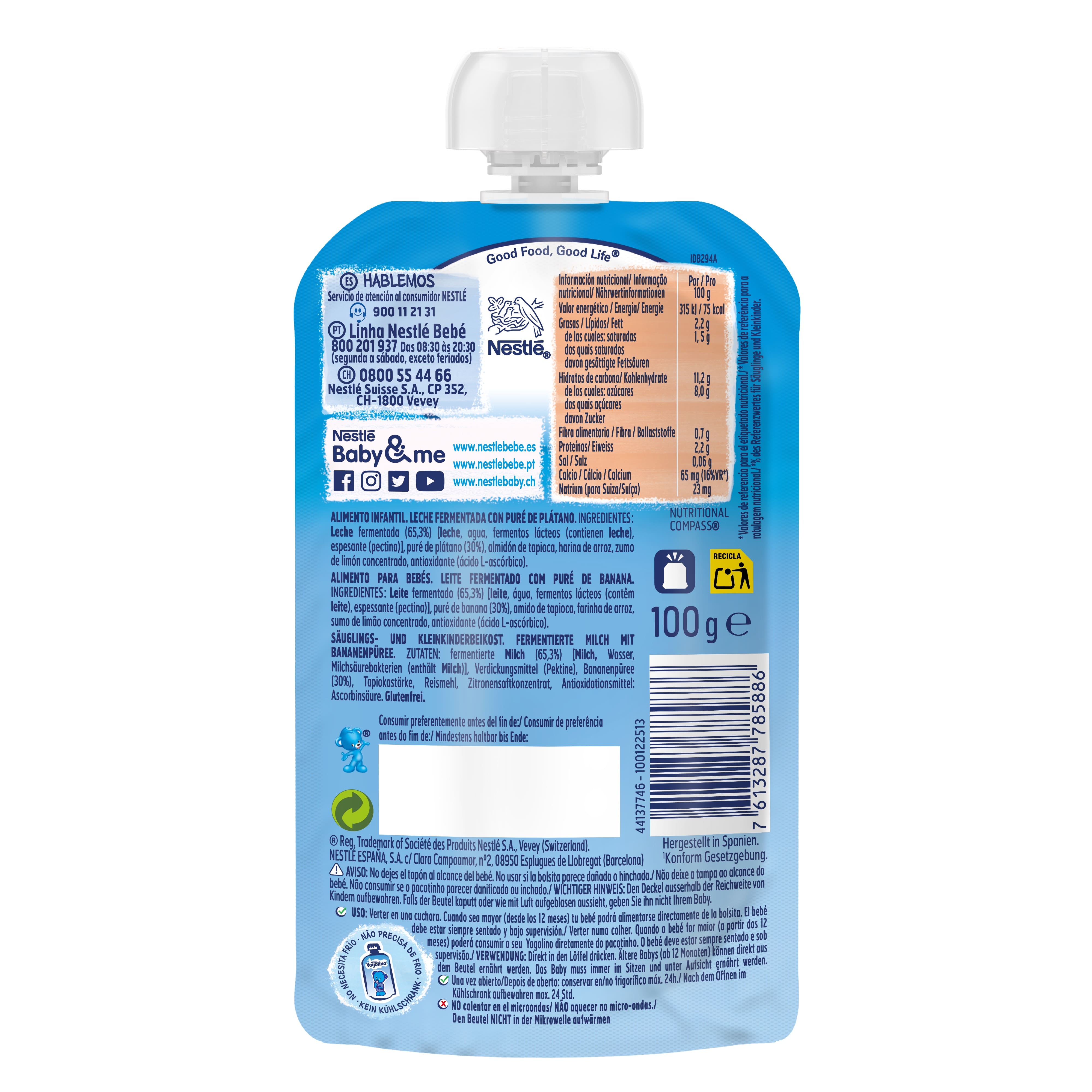 SOBREMESA LÁCTEA NESTLÉ YOGOLINO BANANA 100GR
