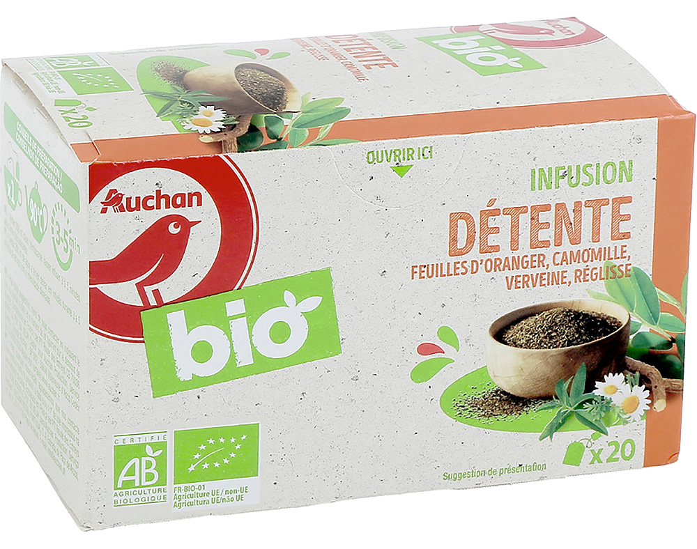 INFUSÃO AUCHAN BIO RELAXAMENTO 20 SAQUETAS