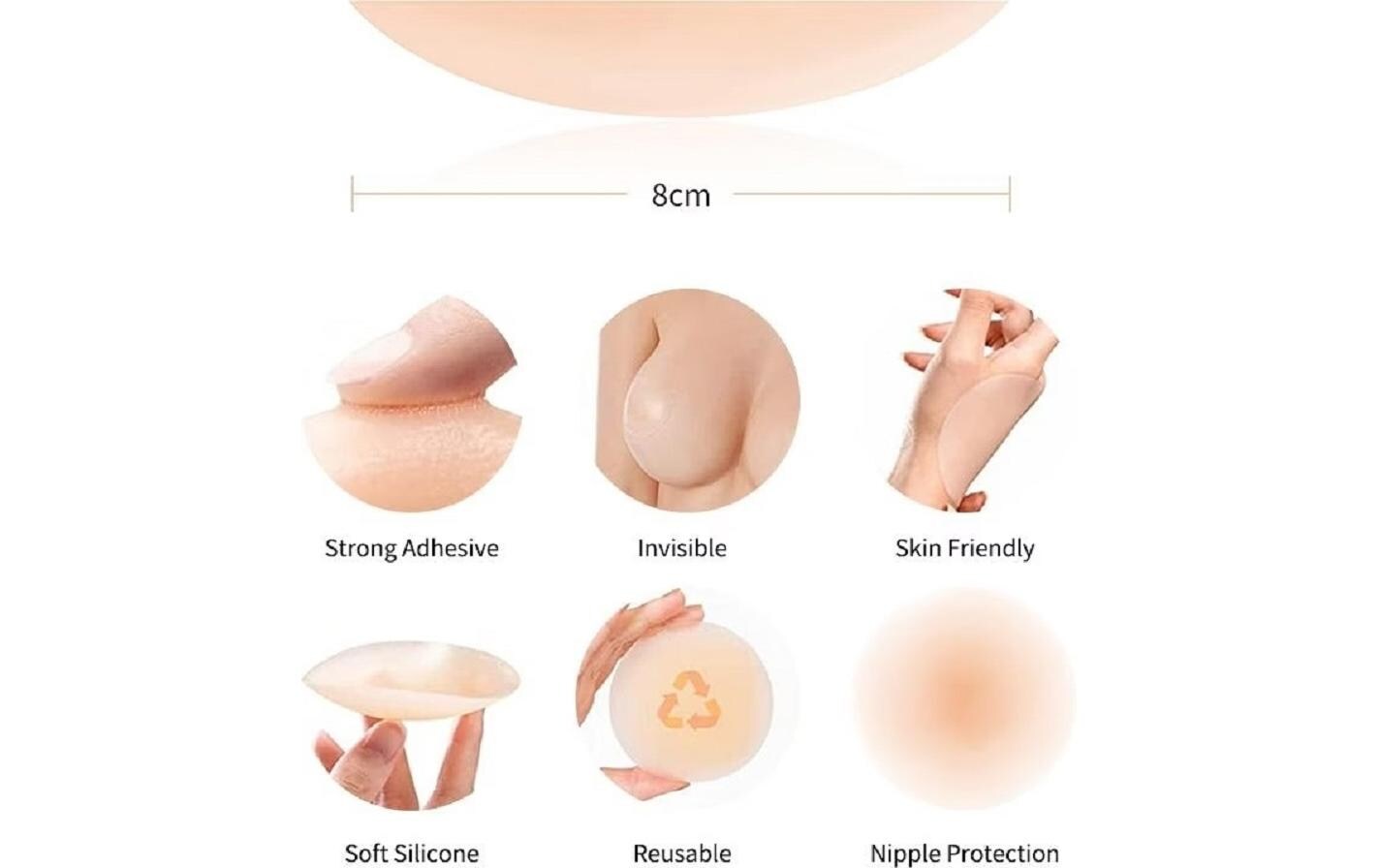 Nipple Cover hellbeige 2 PaarSelbstklebende, antiallergische Nipple Cover