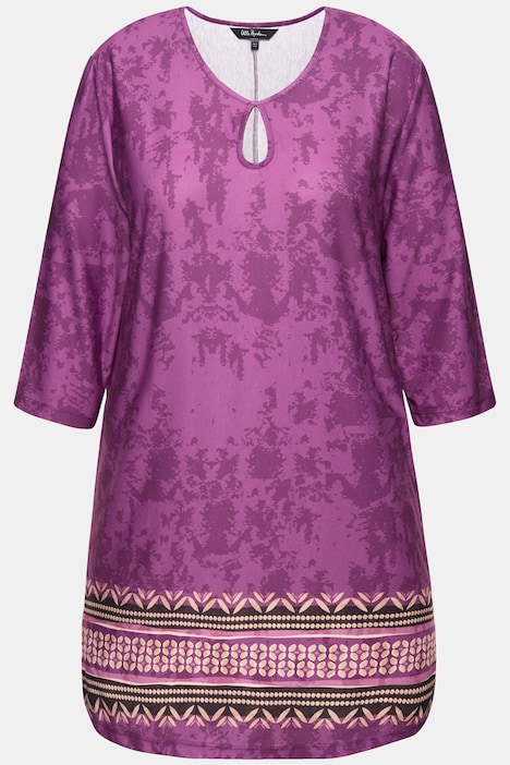 Longshirt, A-Linie, Alloverdruck, Saumbordüre