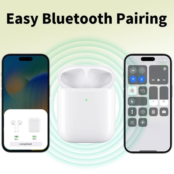 For AirPods 1/2 erstatningsladeveske Innebygd 550mAh batteri Trådløs lading