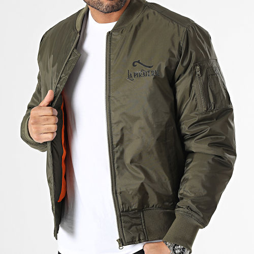Veste Bomber Wave Vert Kaki Noir