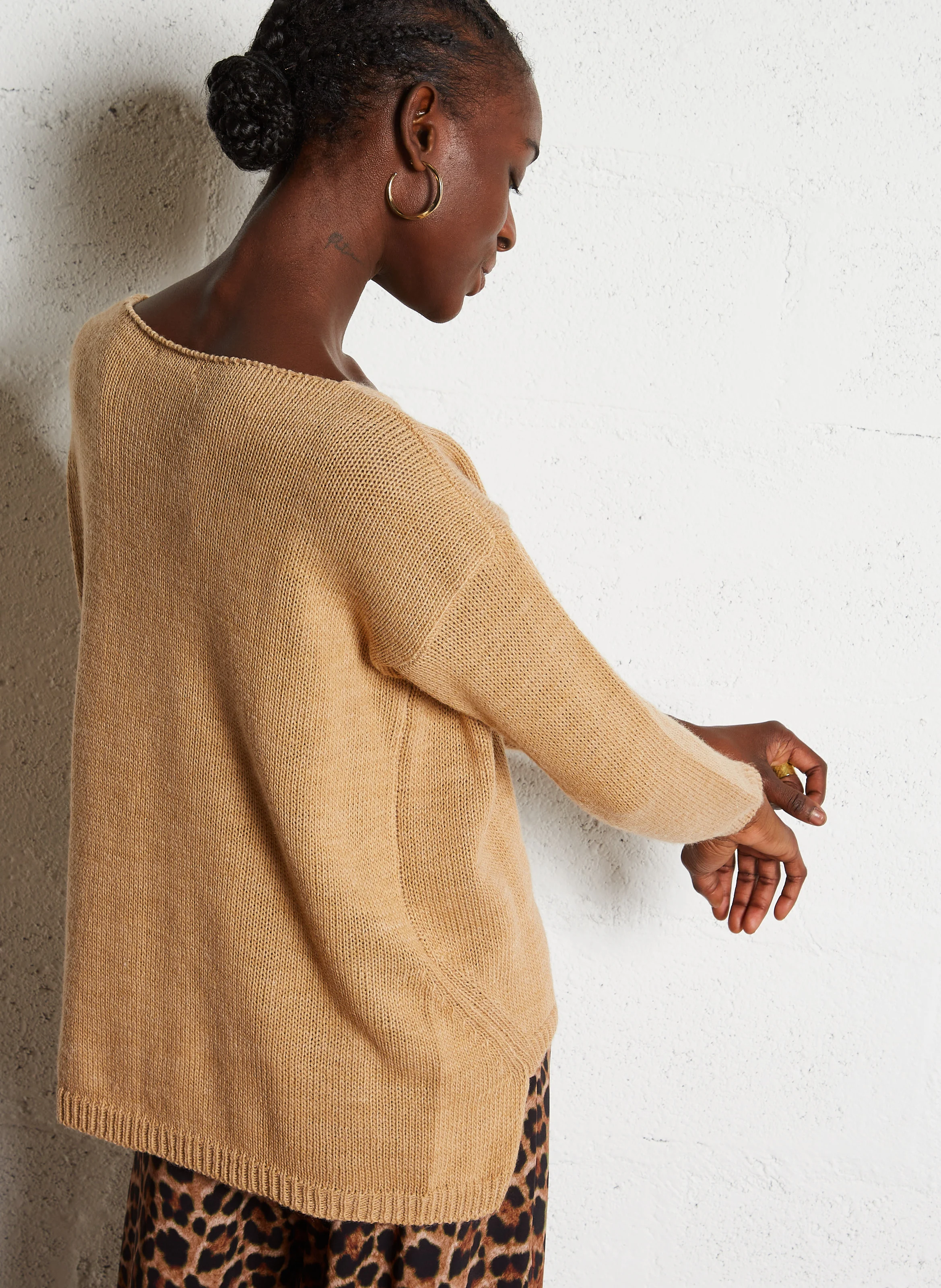 Pull col bateau| Marron