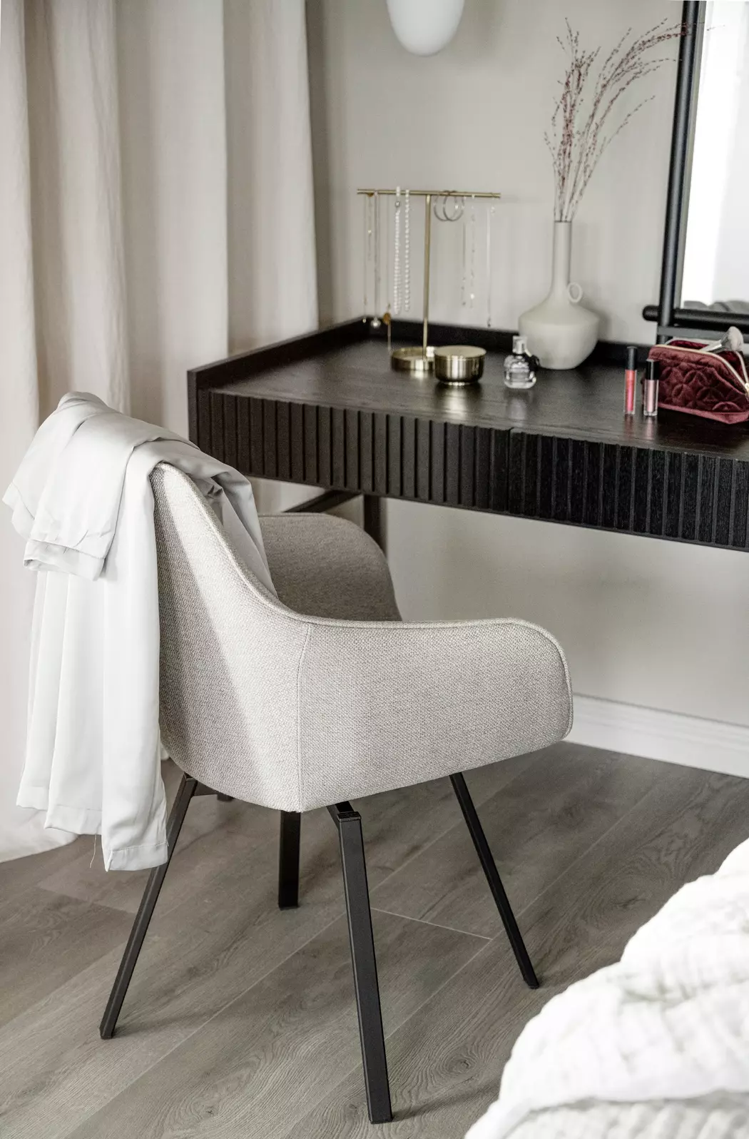 Stuhl Bezug aus Stoff in hellbeige