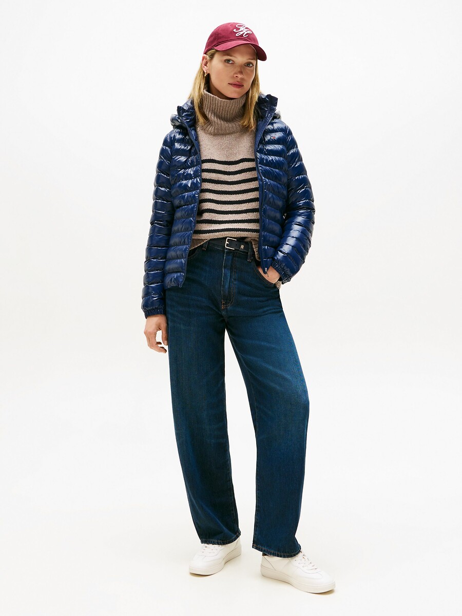 TOMMY HILFIGER<br>Jaqueta curta de plumas com capuz e mangas compridas