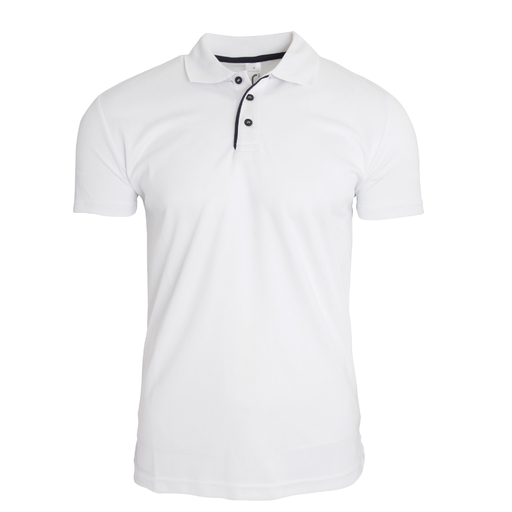 Polo esportiva de manga curta 100% poliéster premium.