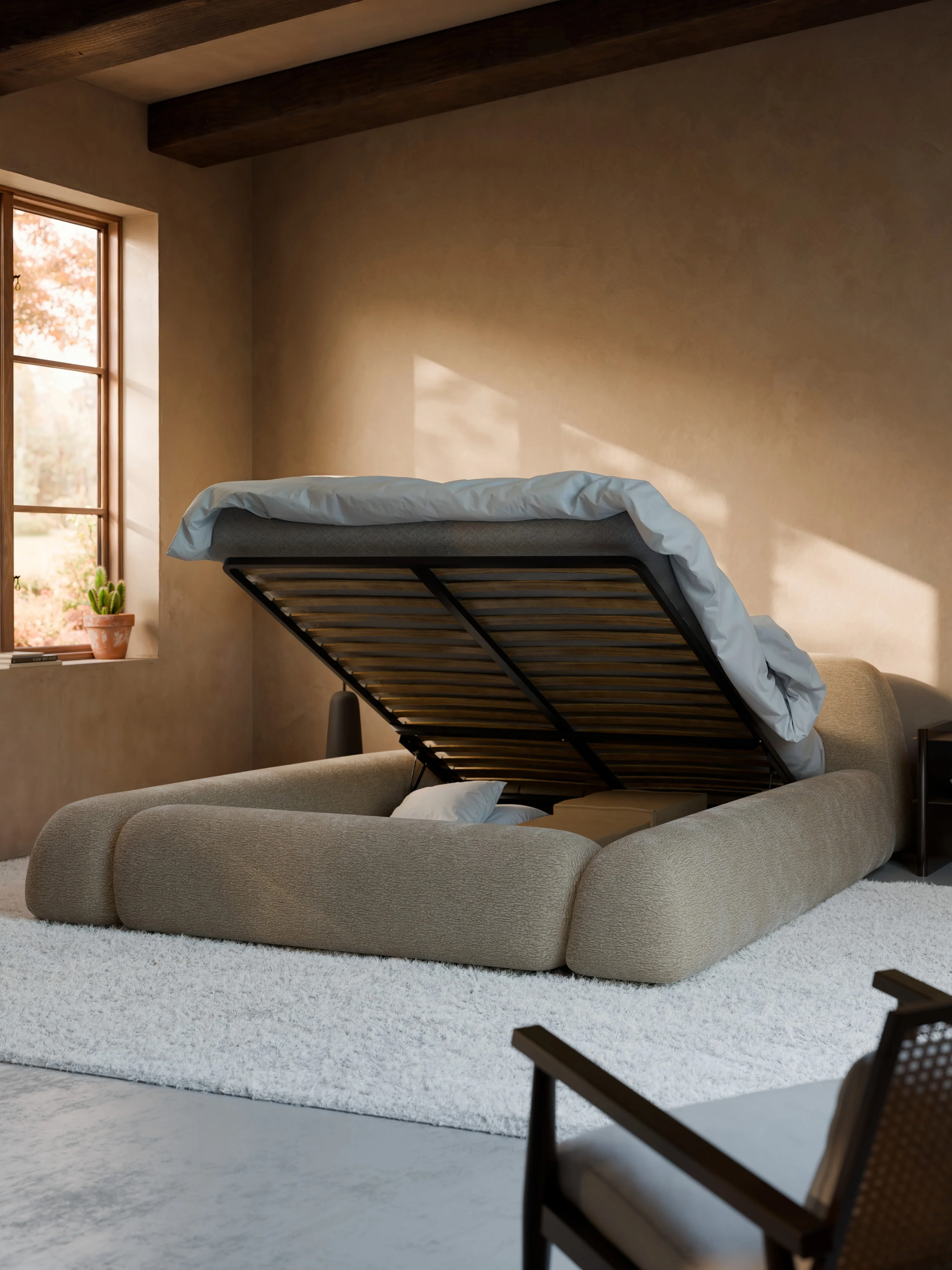 Gestoffeerd bed Wolke met opbergruimte