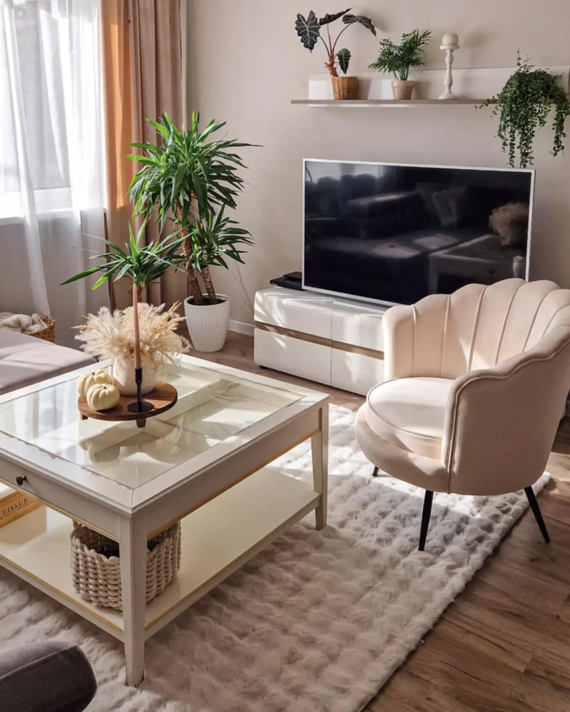 Fauteuil LOVIKKA Fluweel Gebroken wit