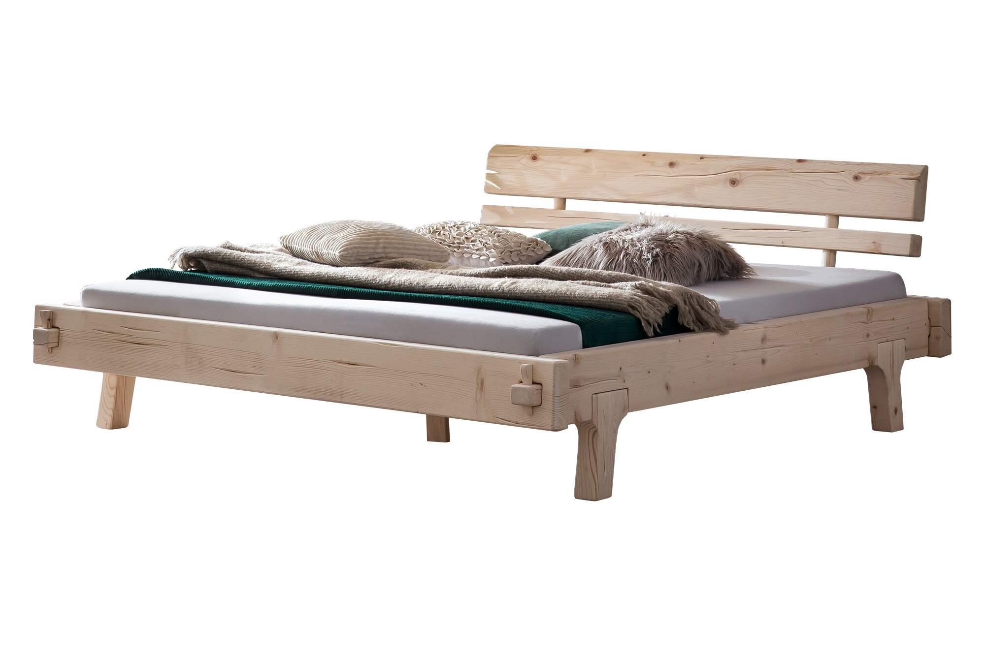Balkenbett Fichtenholz 140x200 Massivholz Bettgestell Doppelbett Ehebett Bett