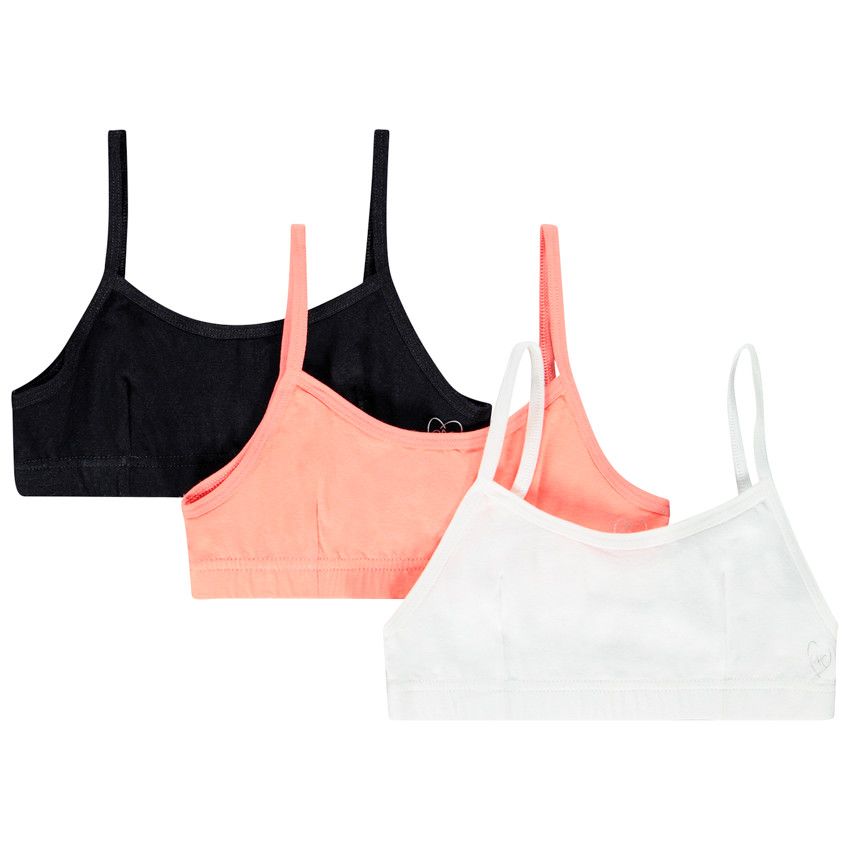 Lot de 3 brassières en coton print logo - Blanc