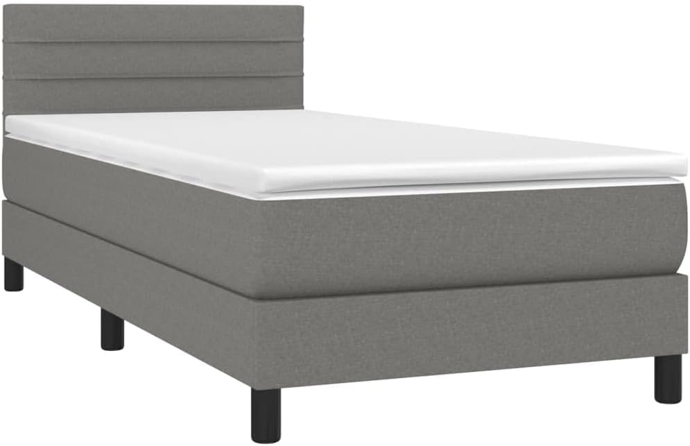 vidaXL Boxspringbett mit Matratze Bett Einzelbett Polsterbett Bettgestell Lattenrost Bettrahmen Schlafzimmerbett Hotelbett Dunkelgrau 100x200cm Stoff VR0163173