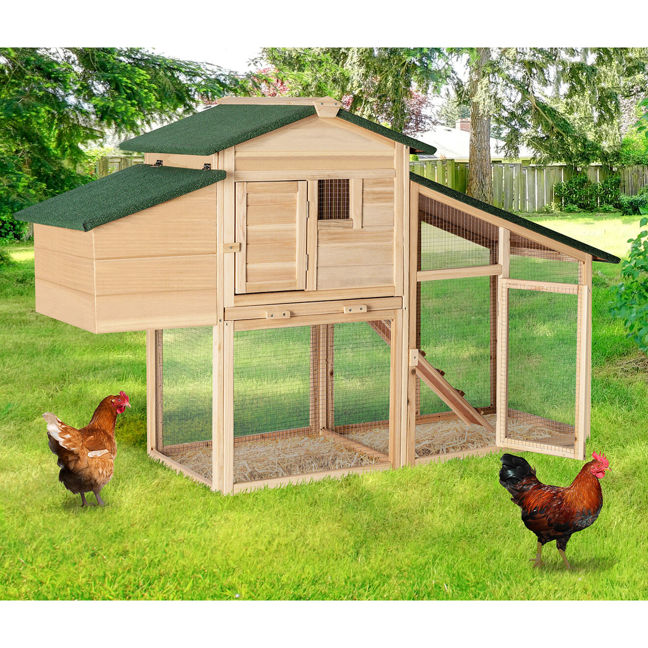 Pratik Garden Poulailler avec pondoir Animalerie bois/vert - 172x110x64 cm