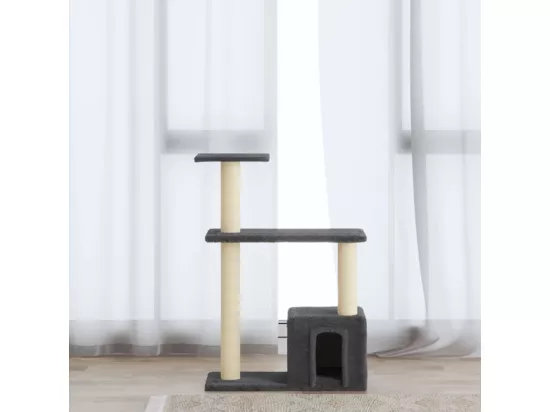 Arbre à chat avec griffoirs en sisal Gris foncé 70 cm