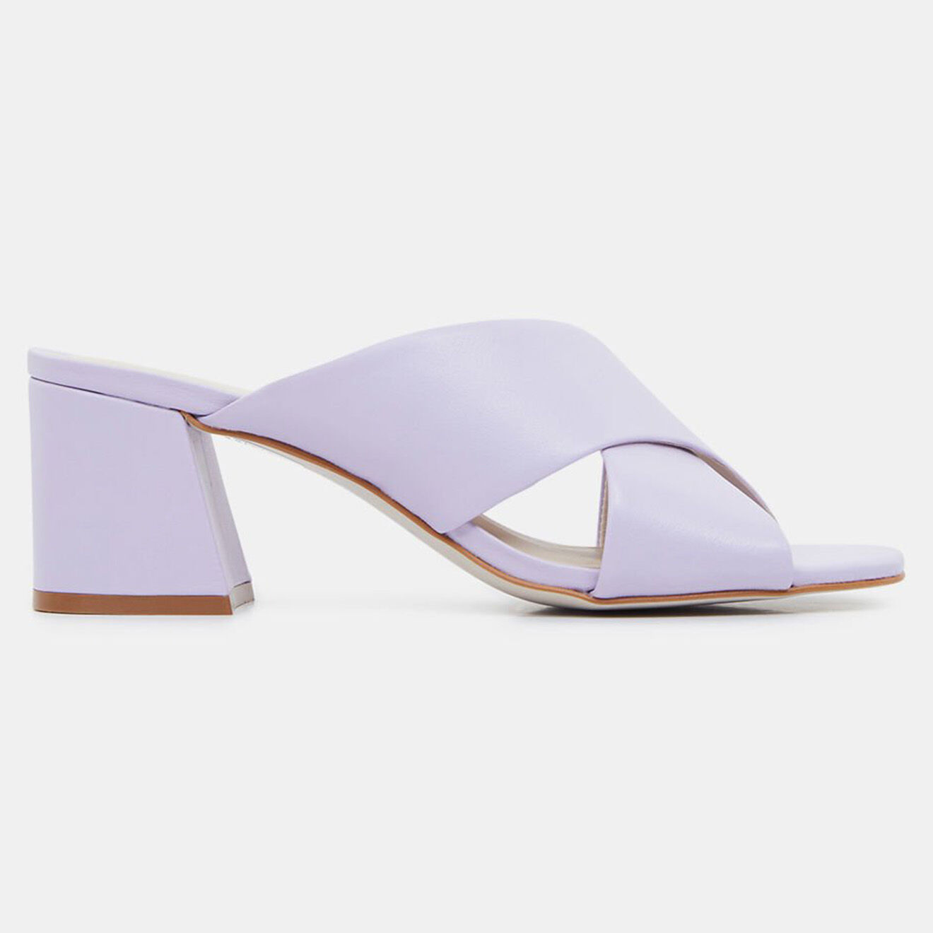 Galeries Lafayette Mules croisées en Cuir violet clair - Talon 6 cm