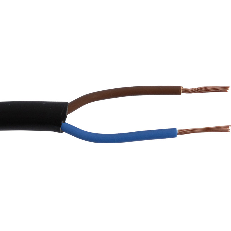 Huishoudkabel rond H03VV-F 10m 2x0,75mm² zwart