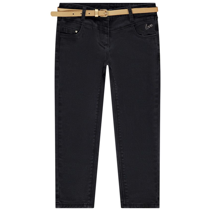 Pantalon slim avec ceinture amovible pour fille - Noir
