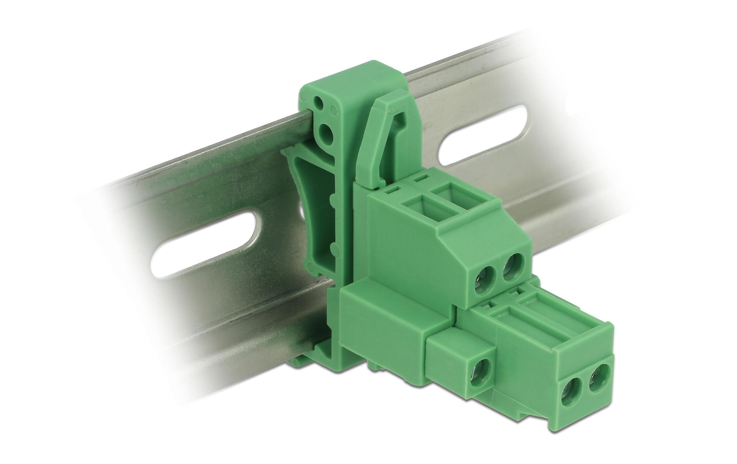 Hutschiene/DIN Rail Terminalblock 2PinDelock Terminalblock Set für Hutschienen 2 Pin mit Schraubverriegelung