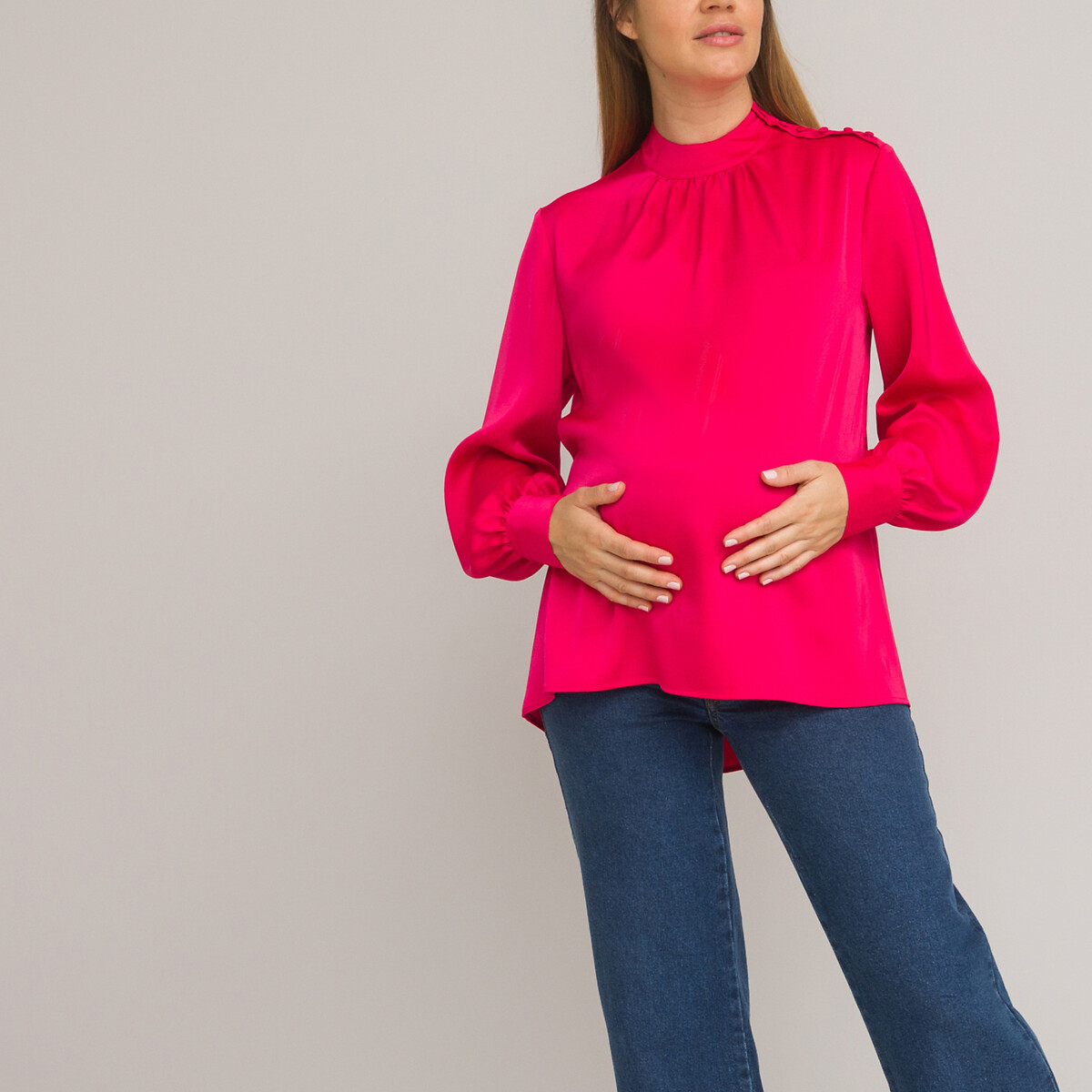 COLEÇÃO LA REDOUTE<br>Blusa de maternidade com gola alta e mangas compridas