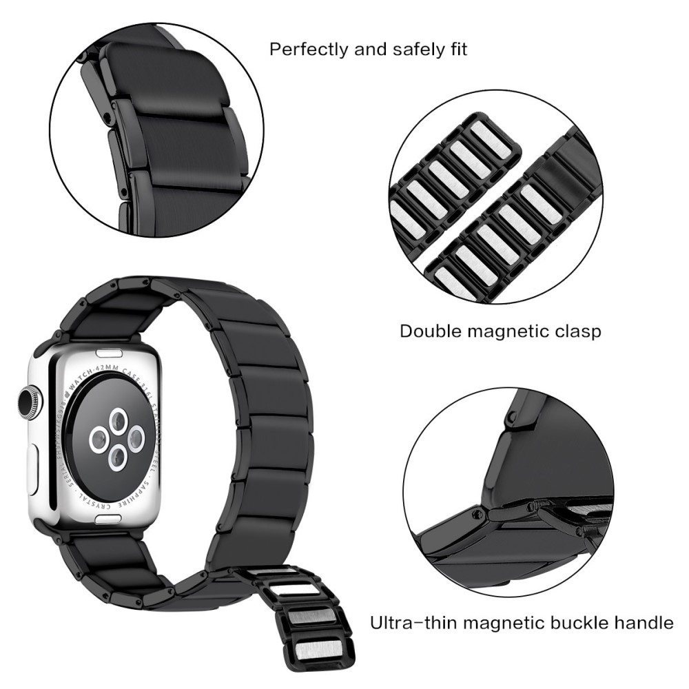 Apple Watch (49/46/45/44 mm) Edelstahl Armband mit Magnetverschluss - Schwarz