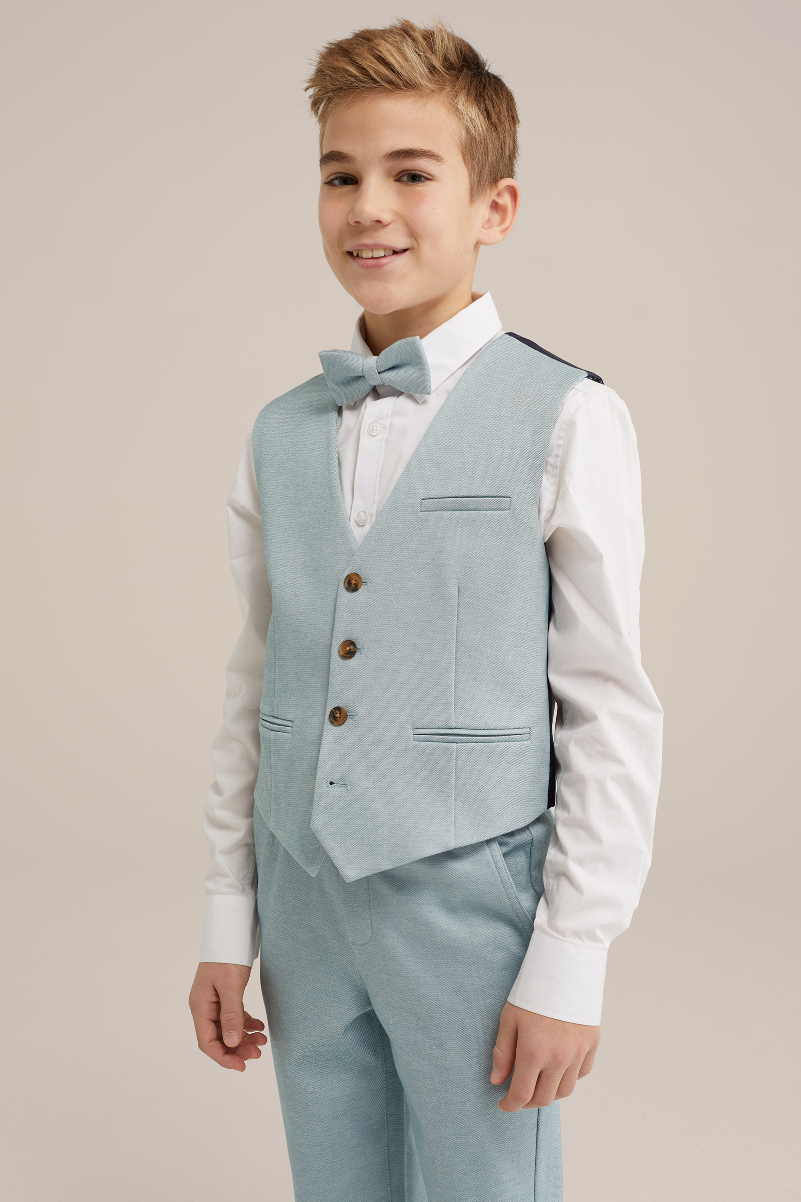 Jongens slim fit gilet met structuur WE Fashion Lichtgroen