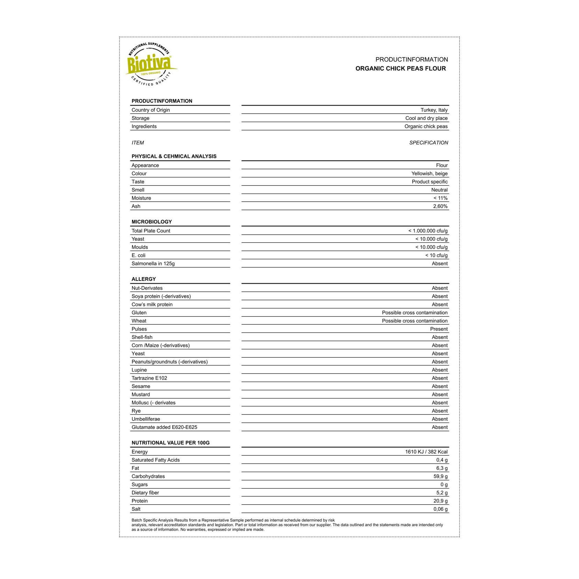 Biotiva Kichererbsenmehl Bio