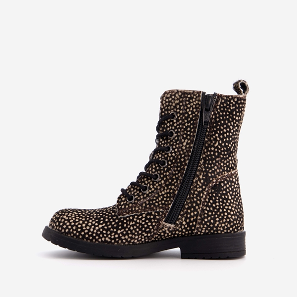Groot leren meisjes veterboots met stippenprint