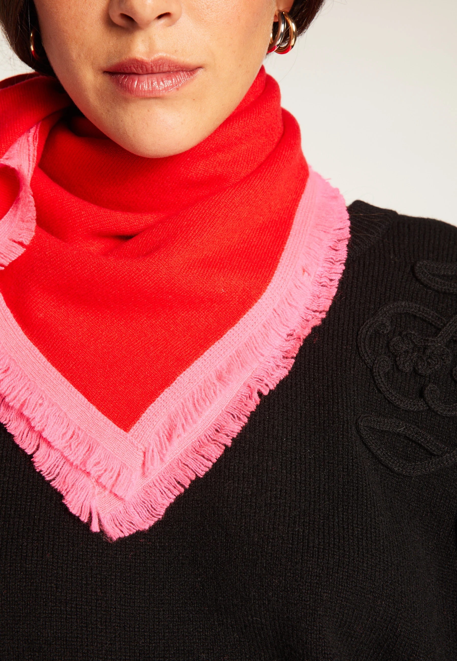 LOUISAAH24 - Foulard bicolore unisexe en cachemire | Rouge