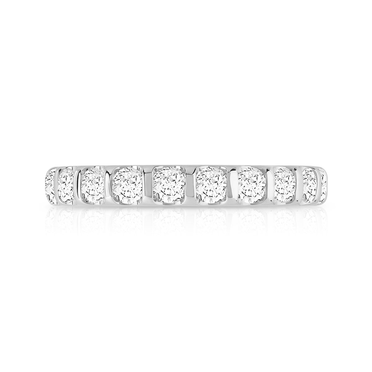 Alliance demi-T or 750 blanc diamants synthétiques 0.75 carat
