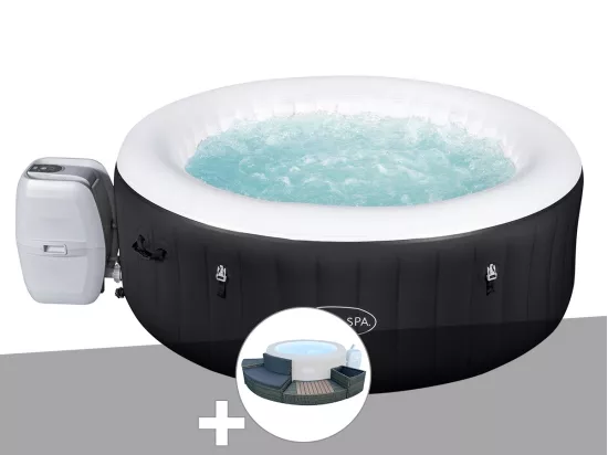 Kit spa gonflable Bestway Lay-Z-Spa Miami rond Airjet 4 places + Ensemble mobilier 4 modules