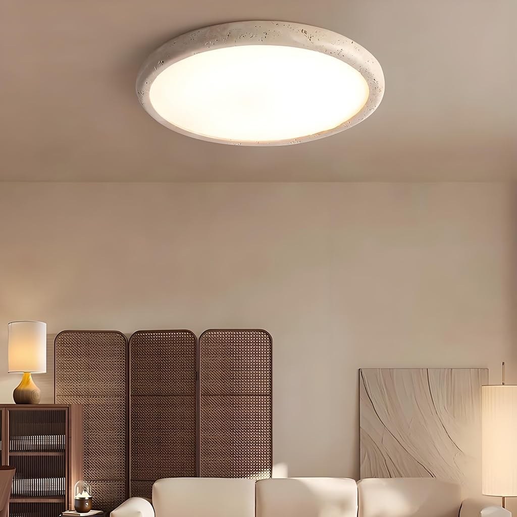 Japanische Wabi Sabi Stil Deckenlampe LED Gelbe Höhle Stein Schlafzimmer Deckenleuchte Mit Verstellbarer Farbtemperatur Nordische Wohnzimmer Studienzimmer Augenschutz Deckenleuchten(58cm)