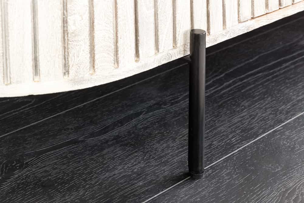 Massives Sideboard ADLON 170cm grau gebürstet Mangoholz mit weißer Marmorplatte