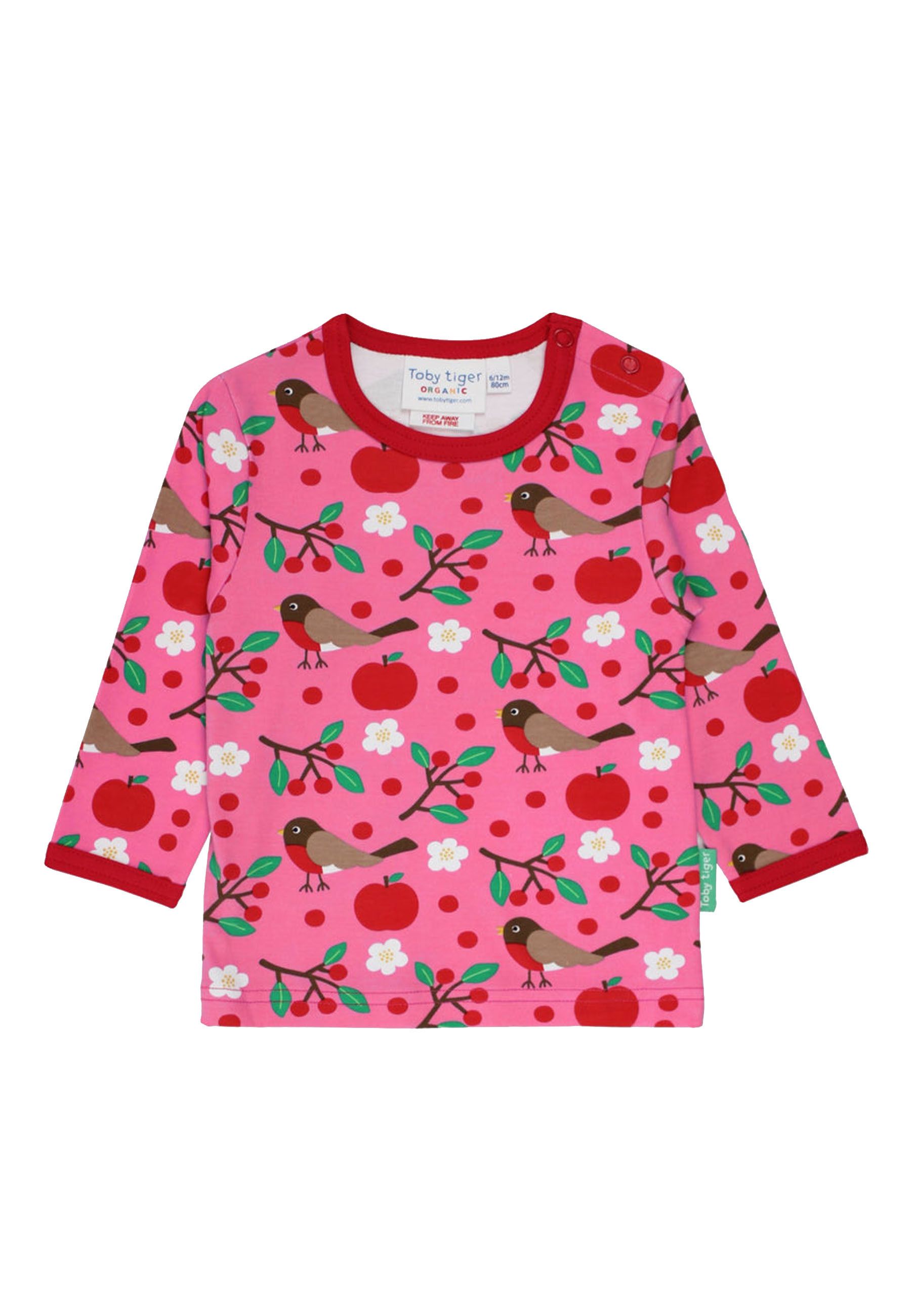 Toby Tiger Langarmshirt mit Vogel und Apfel Print