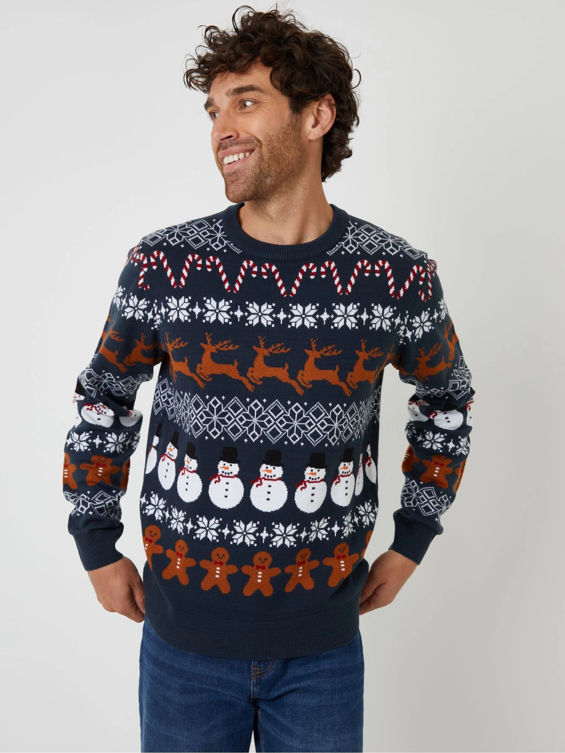Blauw - Threadbare kersttrui met fairislemotief